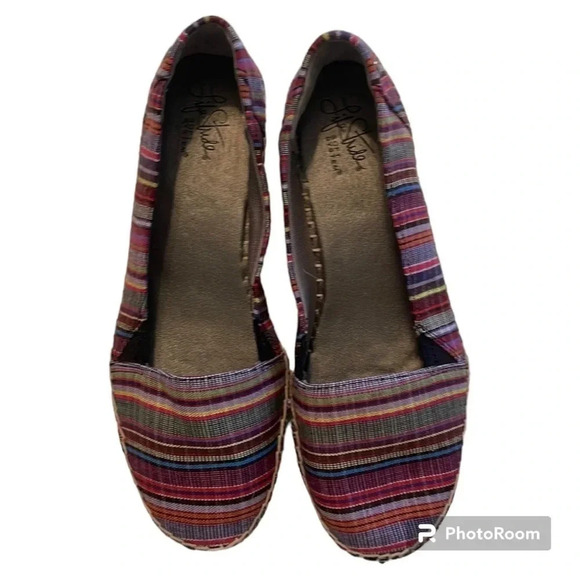 Life Stride Soft System Multicolor Stripe Woven Wedge Espadrille Shoe SlipOn 8.5 - Picture 1 of 8